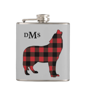 Howling Wolf Buffalo Kariert Monogram Flachmann