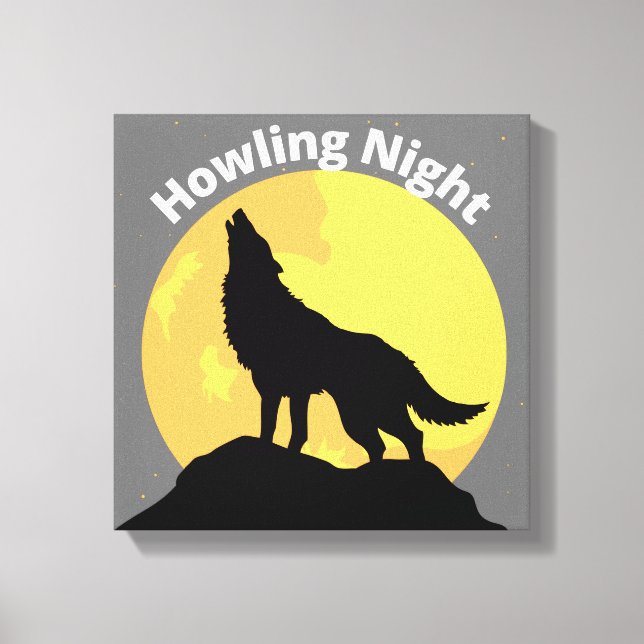 Howling Wolf Canvas Print Wall Art Leinwanddruck (Vorderseite)