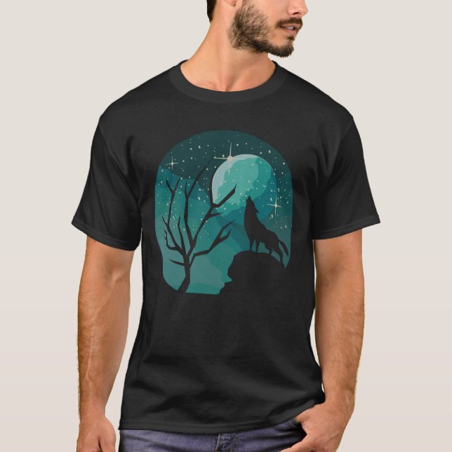 Howling Wolf Forest Animal Moon Nature Liebe T-Shirt (Vorderseite)