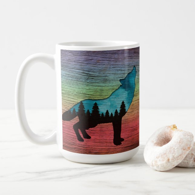 Howling Wolf Forest Trees Kaffeetasse (Mit Donut)