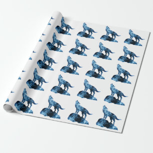Howling Wolf funkelnd Silhouette Geschenkpapier