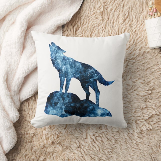 Howling Wolf funkelnd Silhouette Kissen (Decke)