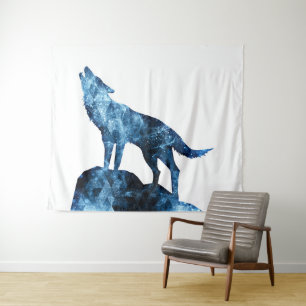 Howling Wolf funkelnd Silhouette Wandteppich