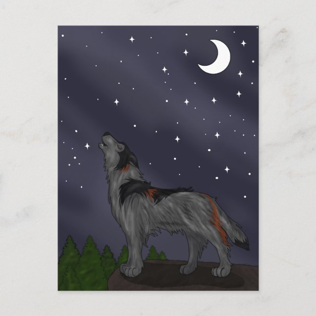 Howling Wolf (Grau) Postkarte (Vorderseite)