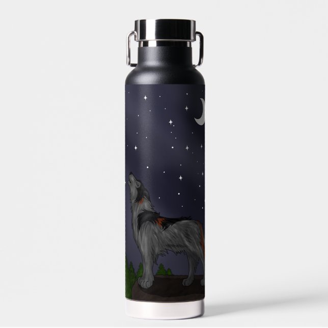 Howling Wolf (Grau) Trinkflasche (Vorne)