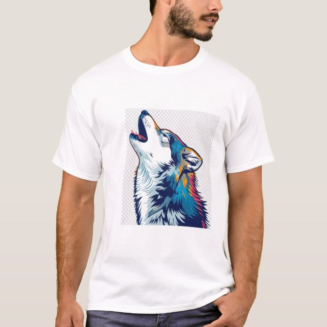 Howling Wolf Head - T - Shirt "Wilder Geist" (Vorderseite)