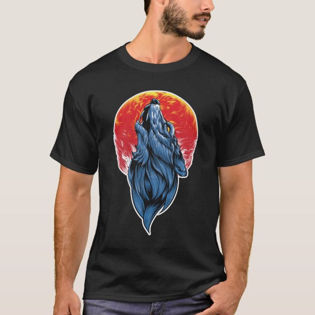 Howling Wolf Illustration T-Shirt (Vorderseite)