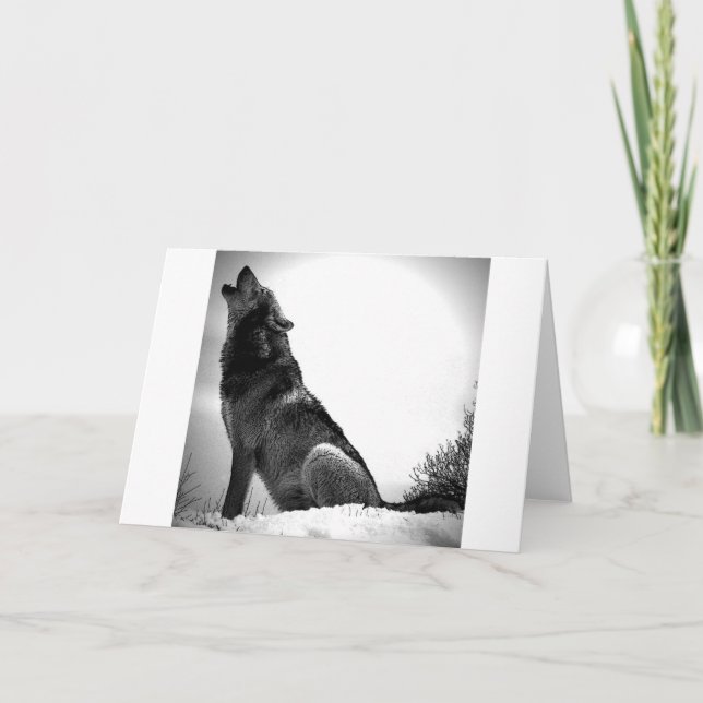Howling Wolf im Schnee Karte (Vorderseite)