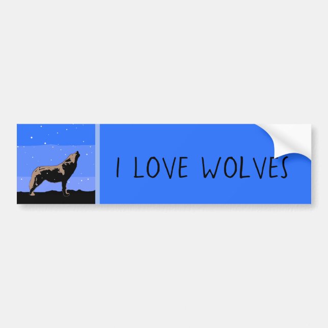 Howling Wolf im Winter - Original Wildlife Art Autoaufkleber (Vorne)