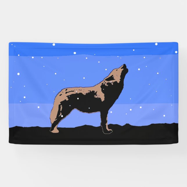 Howling Wolf im Winter - Original Wildlife Art Banner (Horizontal)