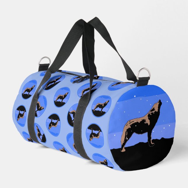 Howling Wolf im Winter - Original Wildlife Art Duffle Bag (Linke Seite)