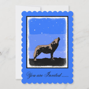 Howling Wolf im Winter - Original Wildlife Art Einladung