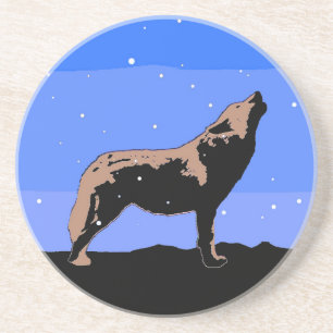 Howling Wolf im Winter - Original Wildlife Art Getränkeuntersetzer