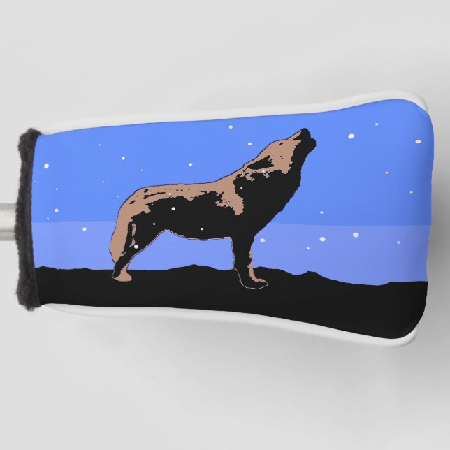 Howling Wolf im Winter - Original Wildlife Art Golf Headcover (Vorderseite)