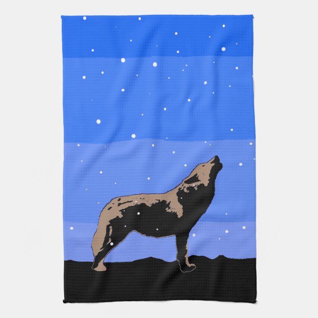 Howling Wolf im Winter - Original Wildlife Art Handtuch (Vertikal)