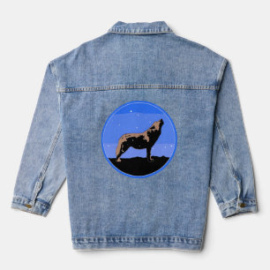 Howling Wolf im Winter - Original Wildlife Art Jeansjacke