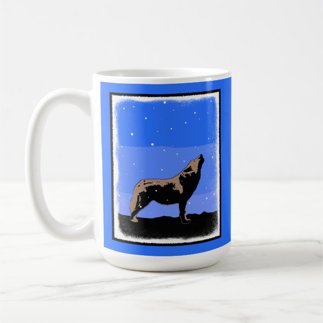 Howling Wolf im Winter - Original Wildlife Art Kaffeetasse (Links)