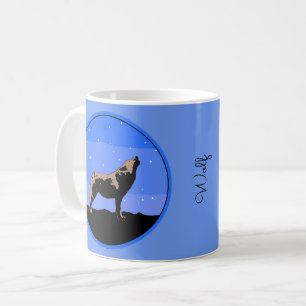 Howling Wolf im Winter - Original Wildlife Art Kaffeetasse