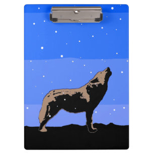 Howling Wolf im Winter - Original Wildlife Art Klemmbrett