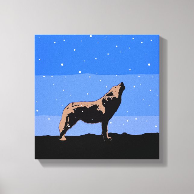 Howling Wolf im Winter - Original Wildlife Art Leinwanddruck (Vorderseite)