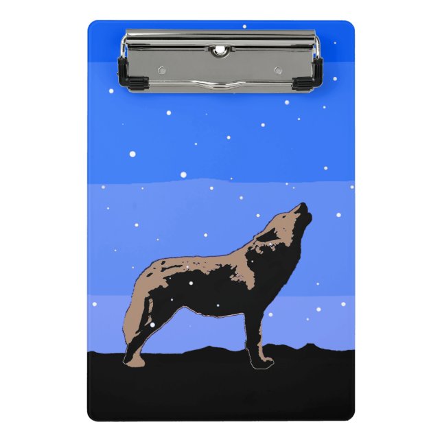 Howling Wolf im Winter - Original Wildlife Art Mini Klemmbrett (Vorderseite)