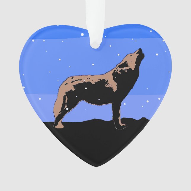 Howling Wolf im Winter - Original Wildlife Art Ornament (Vorderseite)
