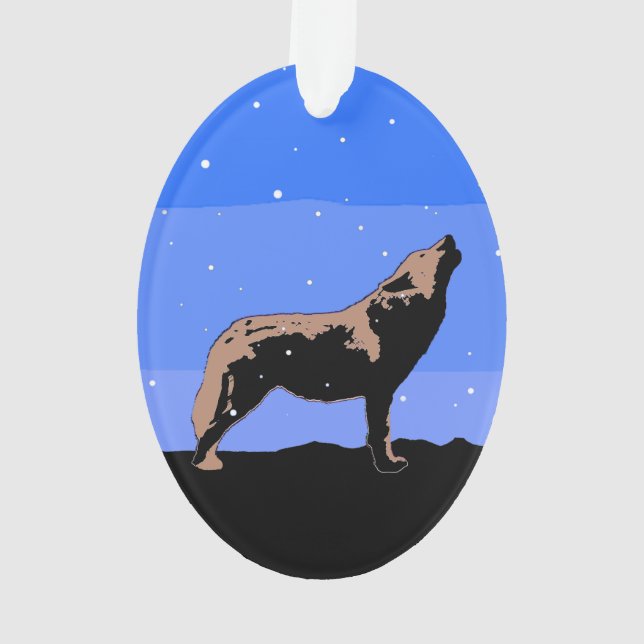 Howling Wolf im Winter - Original Wildlife Art Ornament (Rückseite)