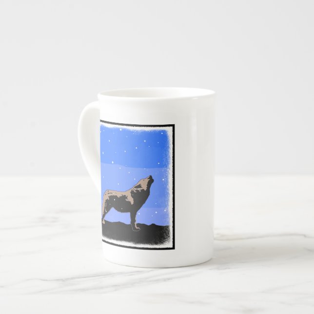 Howling Wolf im Winter - Original Wildlife Art Prozellantasse (Vorderseite Links)