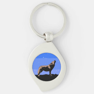 Howling Wolf im Winter - Original Wildlife Art Schlüsselanhänger