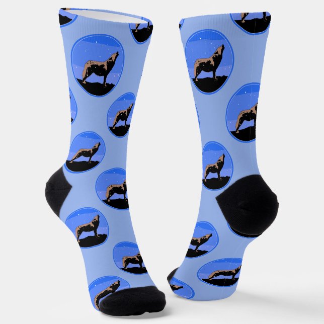 Howling Wolf im Winter - Original Wildlife Art Socken (Gewinkelt)