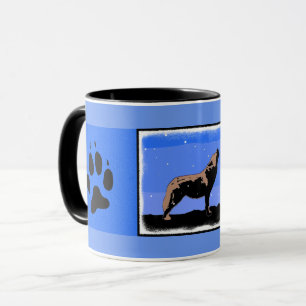 Howling Wolf im Winter - Original Wildlife Art Tasse