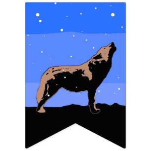 Howling Wolf im Winter - Original Wildlife Art Wimpelkette