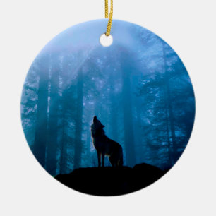 Howling Wolf in der Wildnis Keramik Ornament