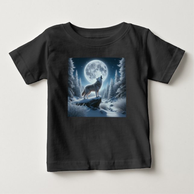 Howling Wolf In Winter Baby T-shirt (Vorderseite)