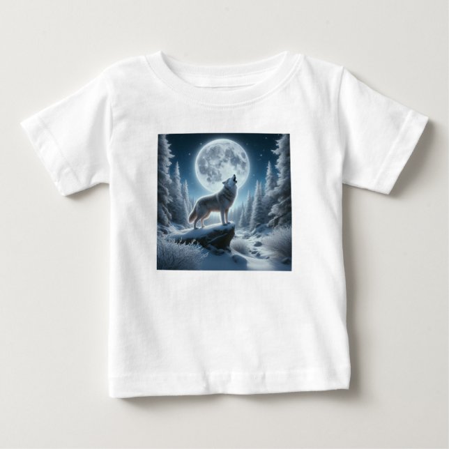 Howling Wolf In Winter Baby T-shirt (Vorderseite)
