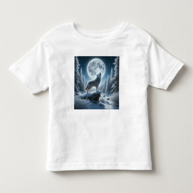 Howling Wolf In Winter Kleinkind T-shirt (Vorderseite)
