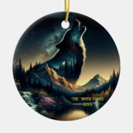 Howling Wolf Keramik Ornament