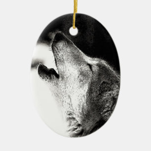 Howling Wolf Keramikornament