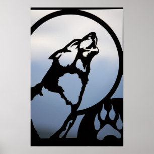 Howling Wolf Metal-Silhouette Poster