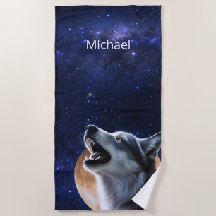 Howling Wolf Monogram Strandtuch