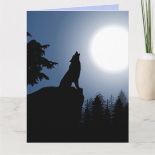 HOWLING WOLF MOON ART BIRTHDAY GREETING CARD KARTE