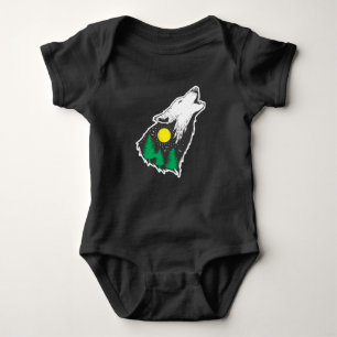 Howling Wolf Moon Forest Baby Strampler