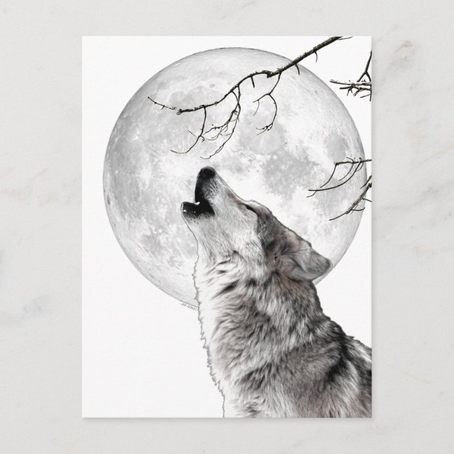 Howling Wolf, Moon, Gothic, Nature Postkarte (Vorderseite)