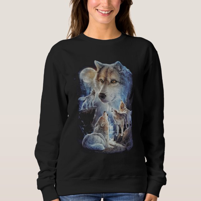 Howling Wolf Mountain Moon Unisex Sweatshirt (Vorderseite)