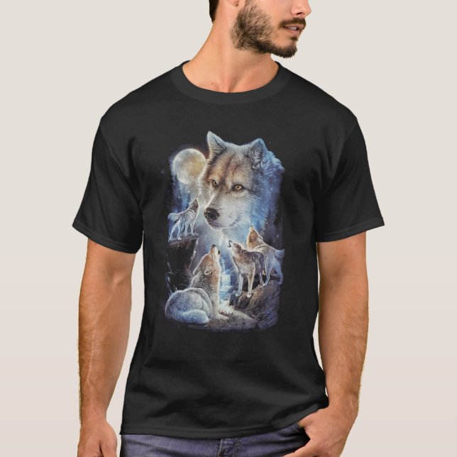 Howling Wolf Mountain Moon Unisex T-Shirt (Vorderseite)