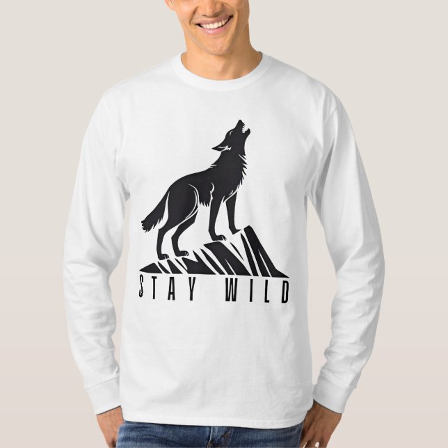 Howling Wolf Mountain Silhouette T-Shirt (Vorderseite)