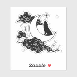 Howling Wolf Mystical Moon Wilde Natur & Monte Art Aufkleber