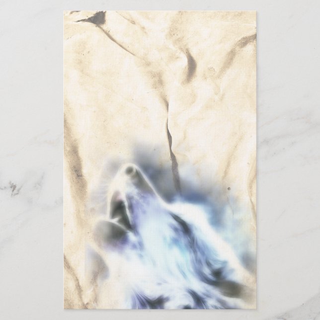 Howling Wolf Native American Stationery Briefpapier (Vorderseite)