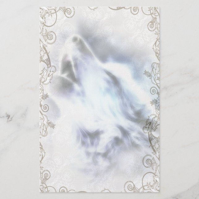 Howling Wolf Native American Stationery Briefpapier (Vorderseite)