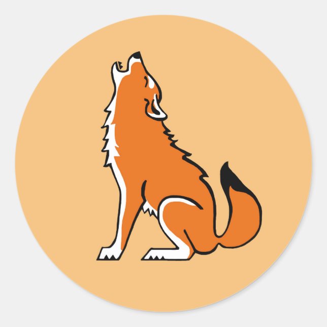 Howling Wolf - Natur - Wildnis - USA - Orange Runder Aufkleber (Vorderseite)